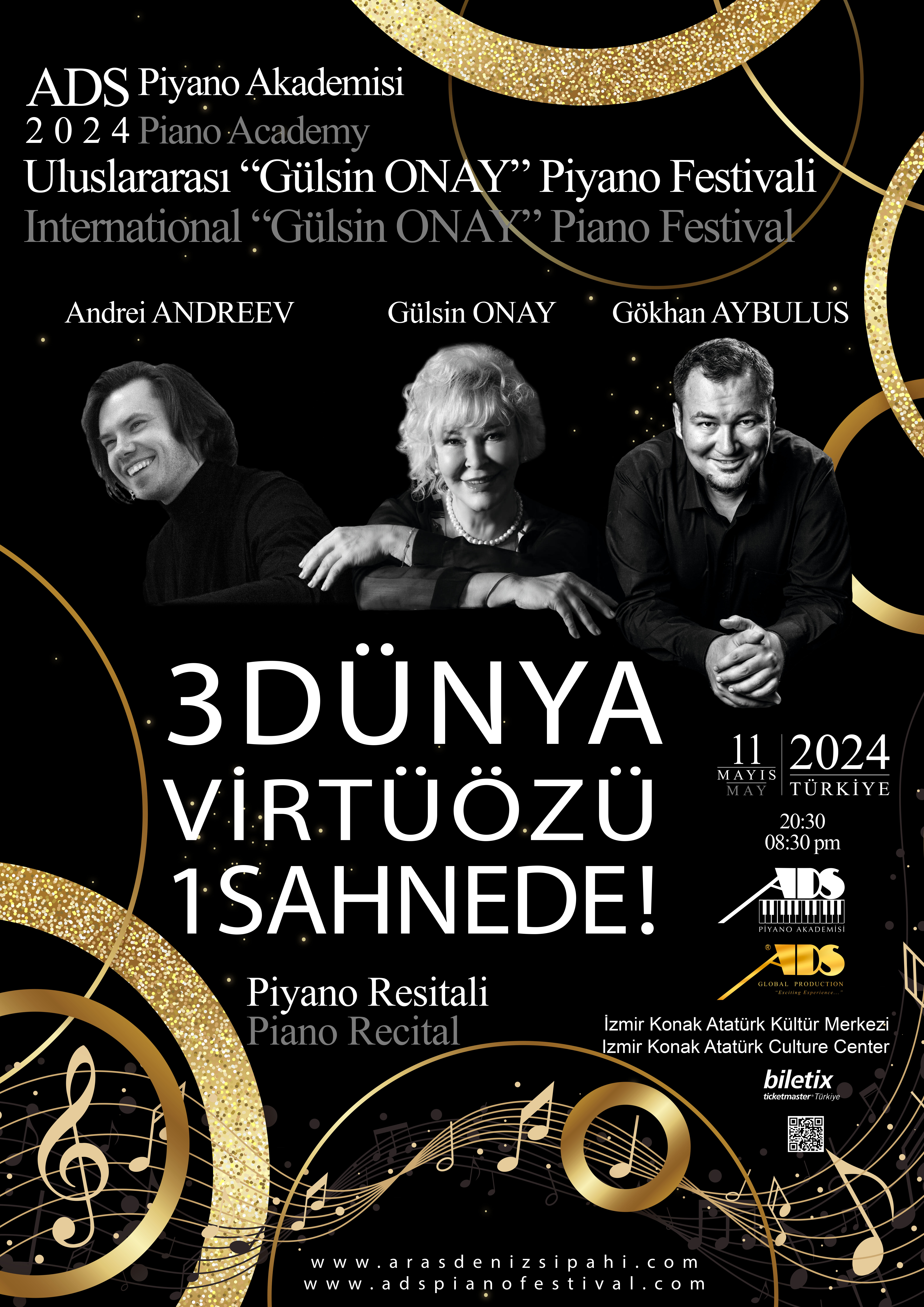 '3 Dünya Virtüözü 1 Sahnede' Gülsin ONAY, Gökhan AYBULUS ve Andrei ANDREEV Piyano Resitali 11 Mayıs 2024'te İzmir Konak AKM'de!